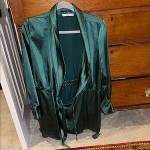 Emerald Satin Robe Jacket